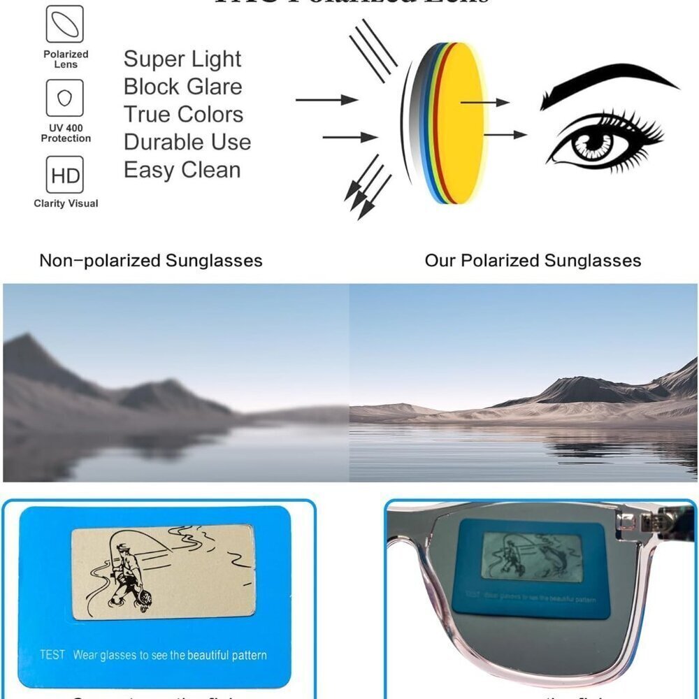 Polarized Mirrored Sunglasses Men Women UV Protection Lightweight TR90 - Picture 3 of 8